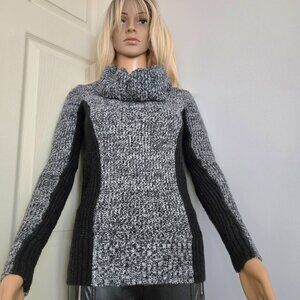 Calvin Klein Women Knit Turtleneck Gray with Black Sweater Size XS